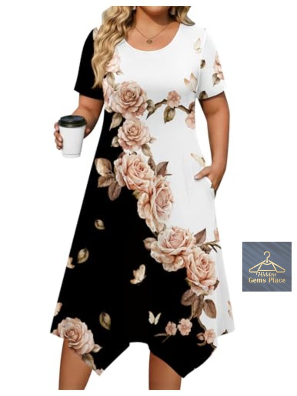 Plus Size A-Line Midi Dress with Pockets Casual Flowy Beach Summer Dress